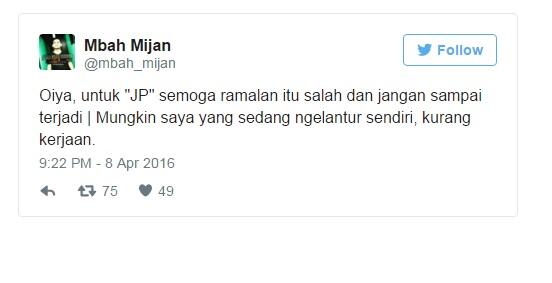 Mbah Mijan ramal artis inisial JP meninggal, netizen: &quot;mending cepat tobat, mbah..&quot;