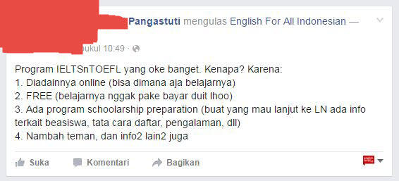 English For All, Pusat Belajar Persiapan TOEFL dan IELTS secara Online di Indonesia