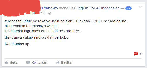 English For All, Pusat Belajar Persiapan TOEFL dan IELTS secara Online di Indonesia