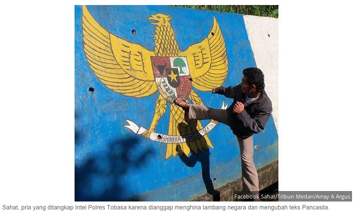 Penendang Lambang Garuda &amp; Semboyan Pancasila ditangkap!!!