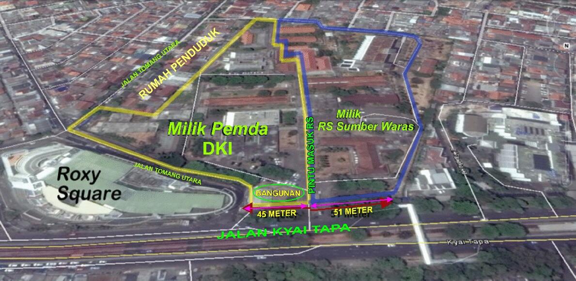 Gambar denah lahan Sumber Waras yg di beli DKI, versi BPK vs versi DKI