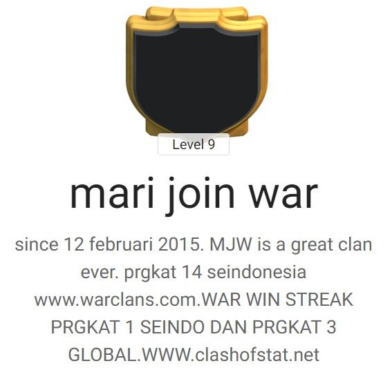 Top 10 WAR CLAN di Indonesia berdasarkan War Win Streak