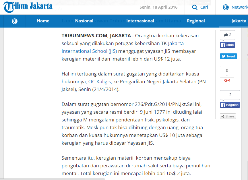 &#91;HOT NEWS&#93; Investigasi @kurawa &quot;Kriminalisasi Kasus JIS&quot; 