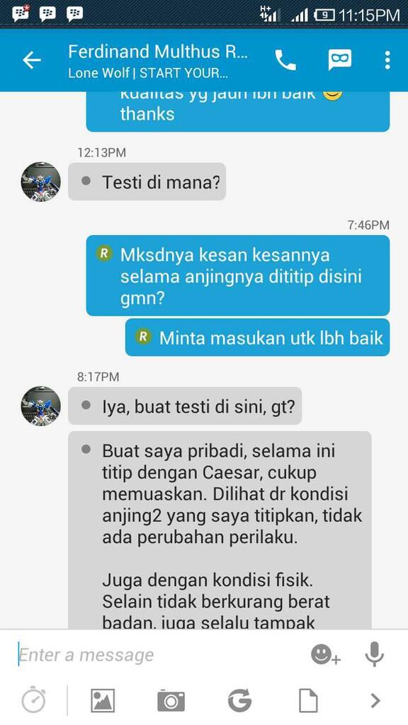 Testimonial Caesar Jac'O Kennel - Petshop - Services