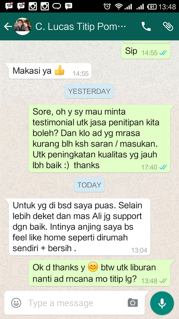 Testimonial Caesar Jac'O Kennel - Petshop - Services