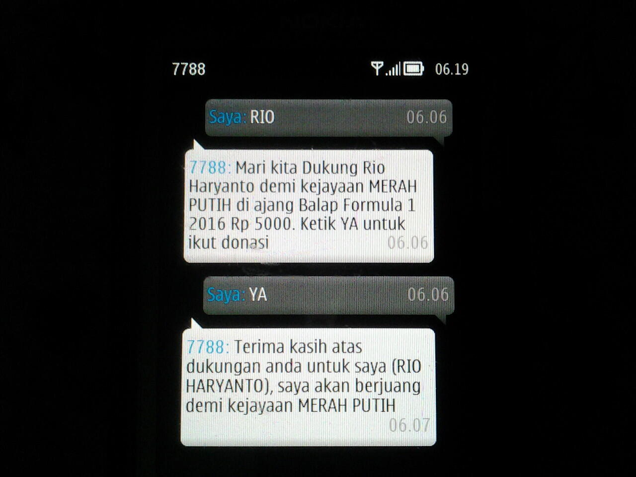 SMS Donasi untuk Rio Haryanto: Rp5.000 per Sekali Kirim