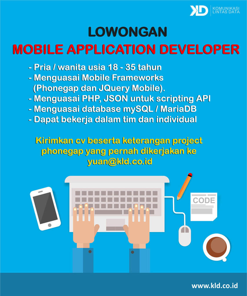 &#91;Bekasi&#93; Lowongan MOBILE APPLICATION DEVELOPER (Phonegap)