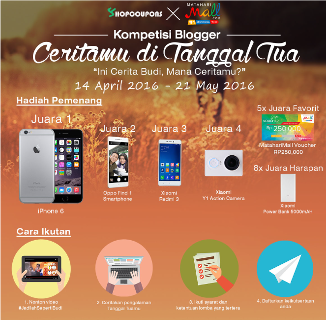 Kompetisi Blogger| Kisah Tanggal Tuaku! iPhone 6, Xiaomi, OPPO, Voucher MatahariMall!