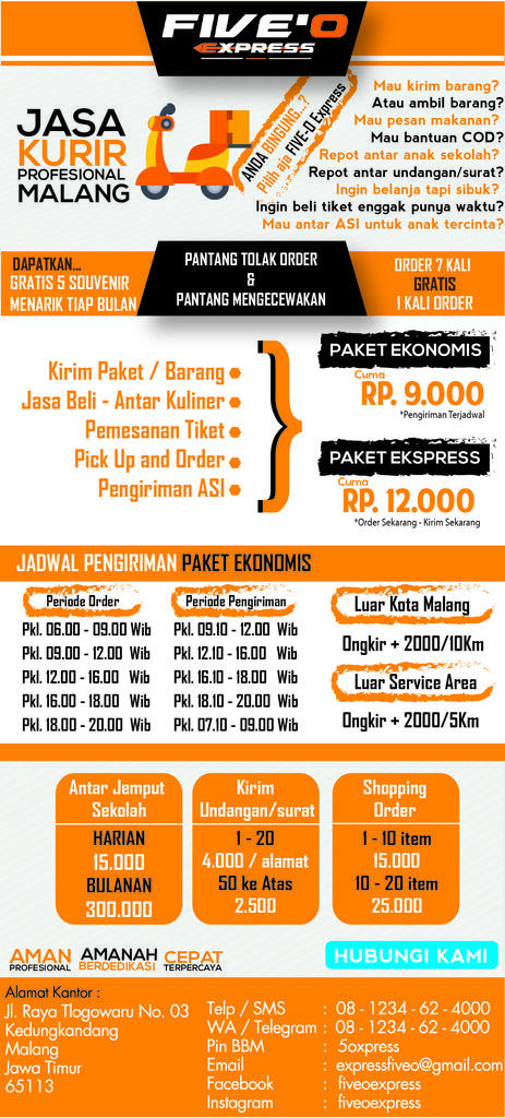 Five'o Express Layanan Jasa Kurir Kota Malang.PASTIKAN 