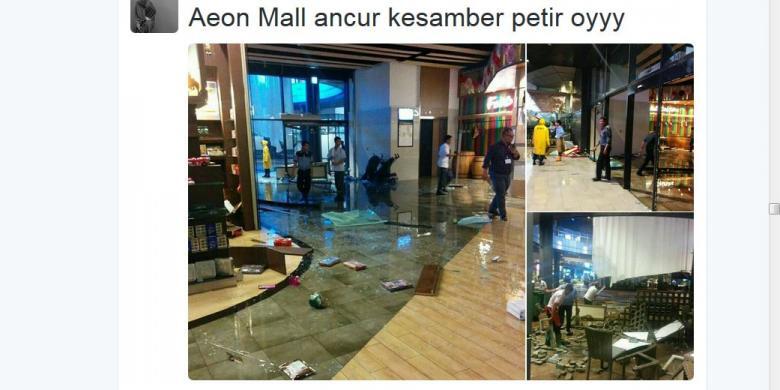  Pintu Kaca AEON Mall Hancur karena Hujan Deras 12 Orang 