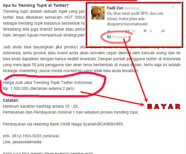 Hastag #PapaMintaRumahSakit Bikinan Fadli Zon Trending Topic Twitter