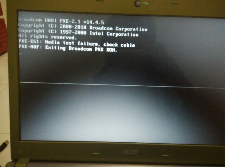 Media test failure check cable pxe e61