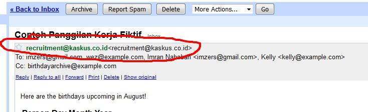 Job seeker Masuk, Penipu! Email Info Lowongan Kerja PTGudanggaram Mirip Sama Aslinya.