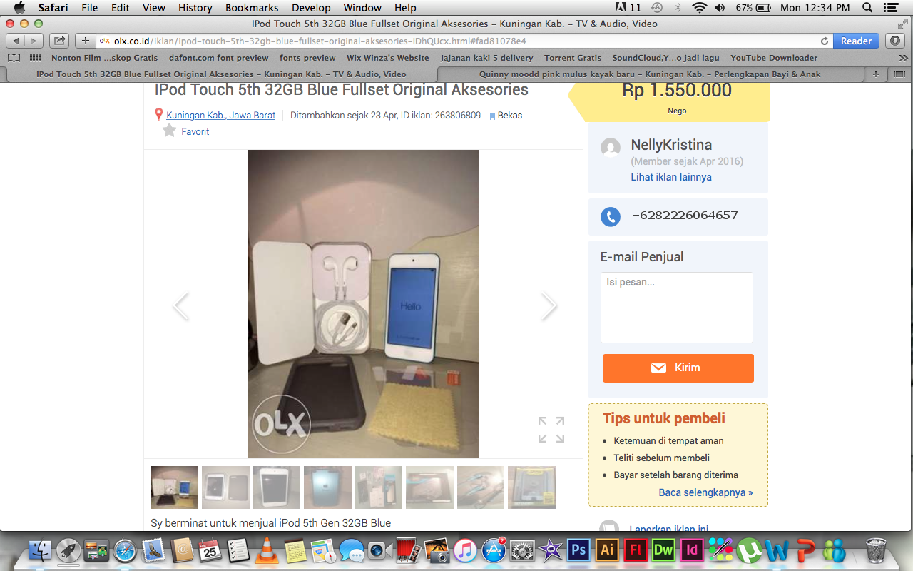 PENIPUAN OLX iPod touch 5th Generation 32GB Blue Mint Condition IngridKarlina