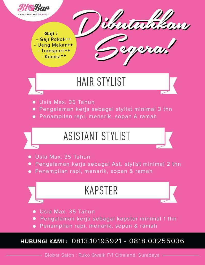LOWONGAN PEKERJAAN UNTUK BLOBAR SALON