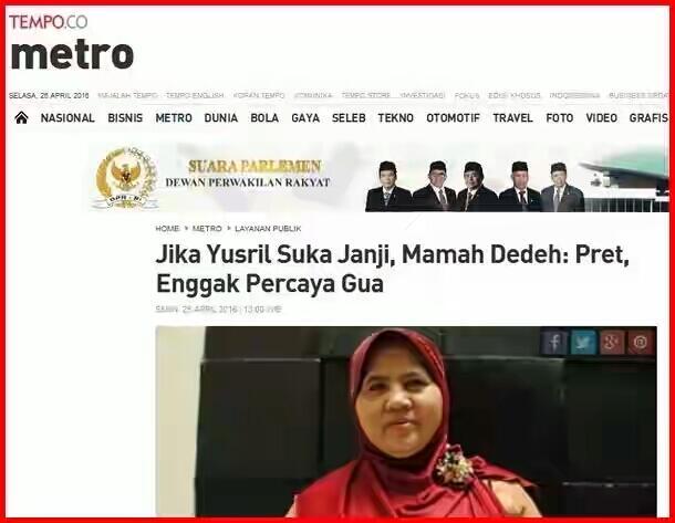 Diplintir Tempo, Mamah Dedeh Klarifikasi Soal Yusril