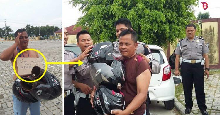 Maling koplak!! Nyolong helm di kantor Polisi :ngakak