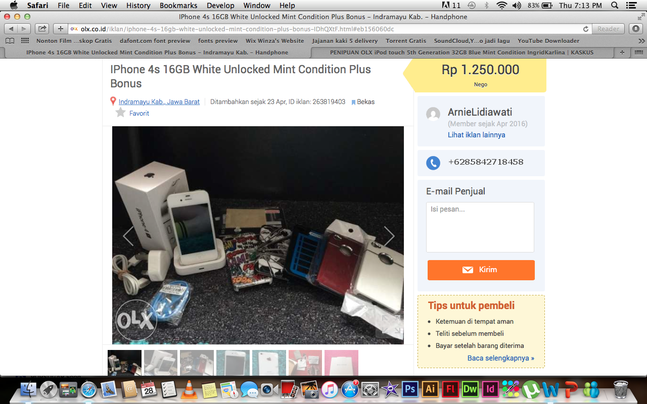 PENIPUAN OLX iPod touch 5th Generation 32GB Blue Mint Condition IngridKarlina