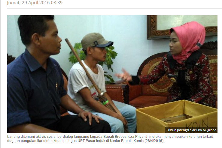 Duh ! ! Tukang Sapu di Lingkungan Pemkab Brebes Dikenai Pungli Rp 10 Juta