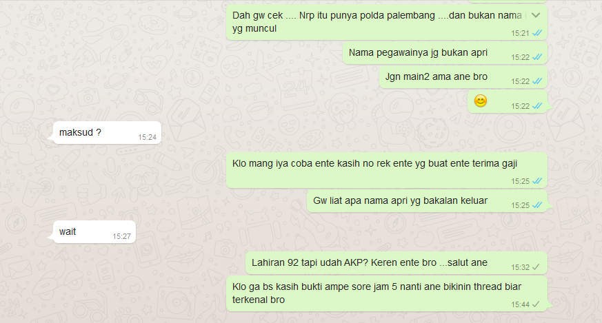Percobaan penipuan dengan mengatas namakan Retire Moderator