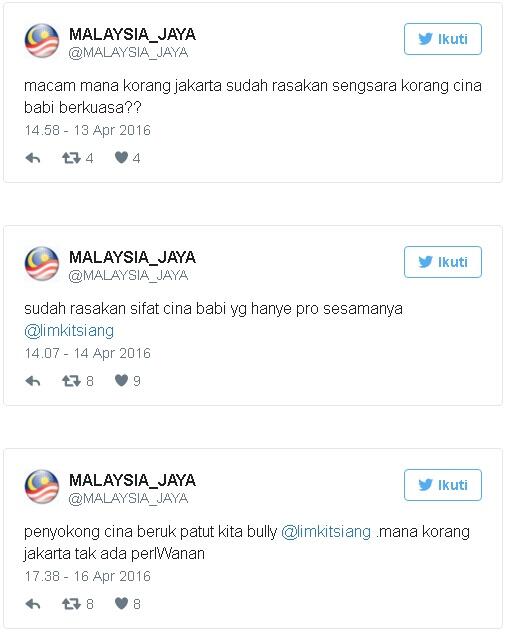 Akun @MALAYSIA_JAYA : &quot;.... tak macam Indon kena tipu Cina babi&quot;