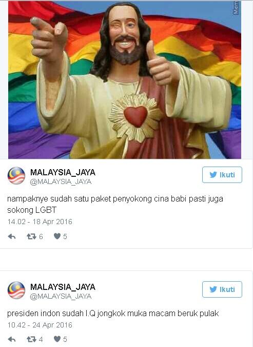 Akun @MALAYSIA_JAYA : &quot;.... tak macam Indon kena tipu Cina babi&quot;
