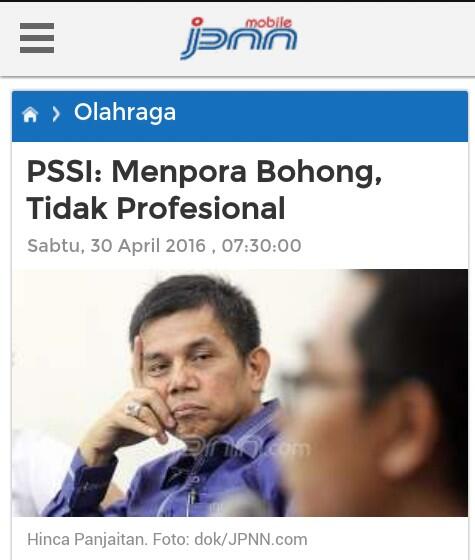 PSSI: Menpora Bohong, Tidak Profesional