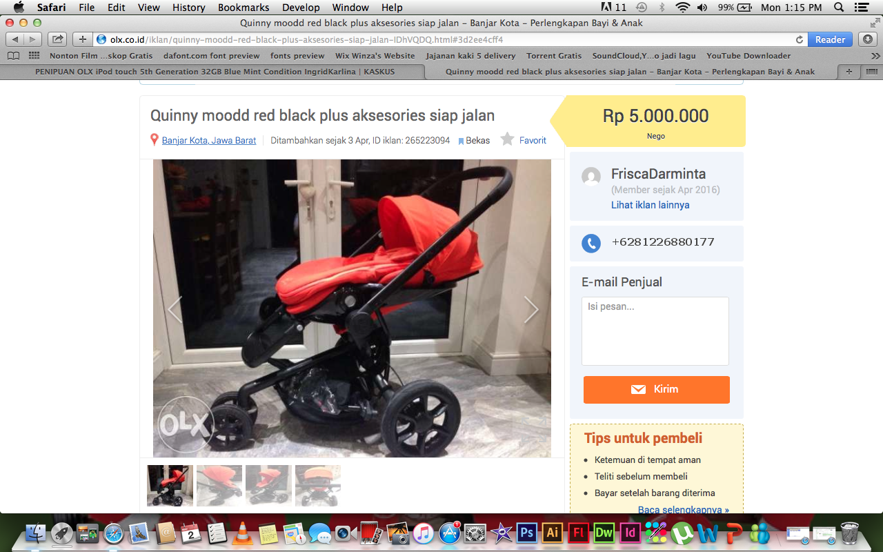 PENIPUAN OLX iPod touch 5th Generation 32GB Blue Mint Condition IngridKarlina