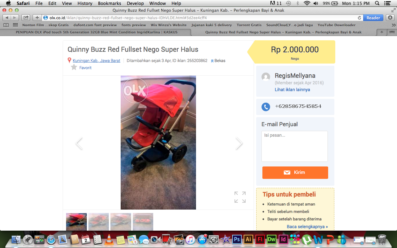 PENIPUAN OLX iPod touch 5th Generation 32GB Blue Mint Condition IngridKarlina