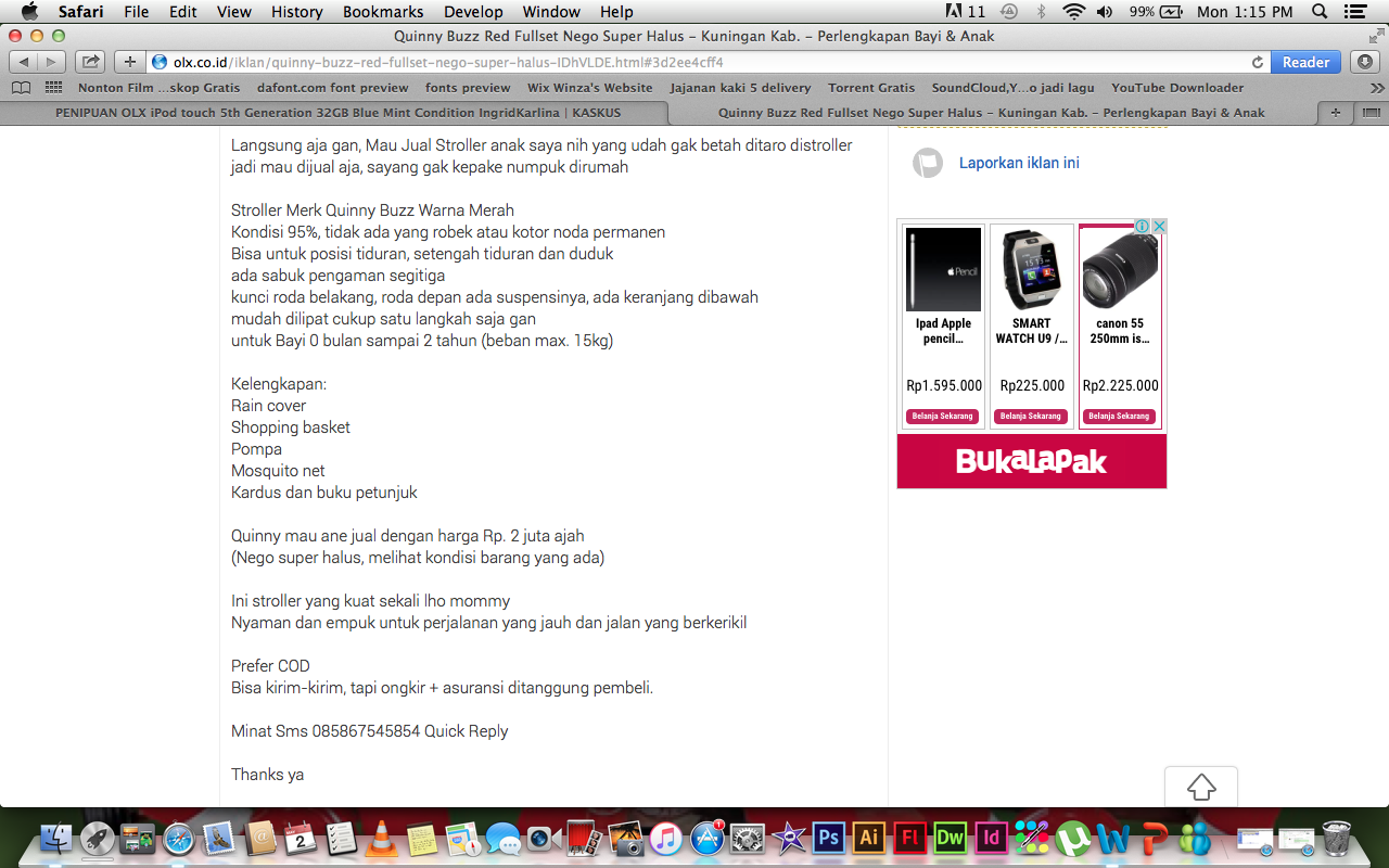 PENIPUAN OLX iPod touch 5th Generation 32GB Blue Mint Condition IngridKarlina