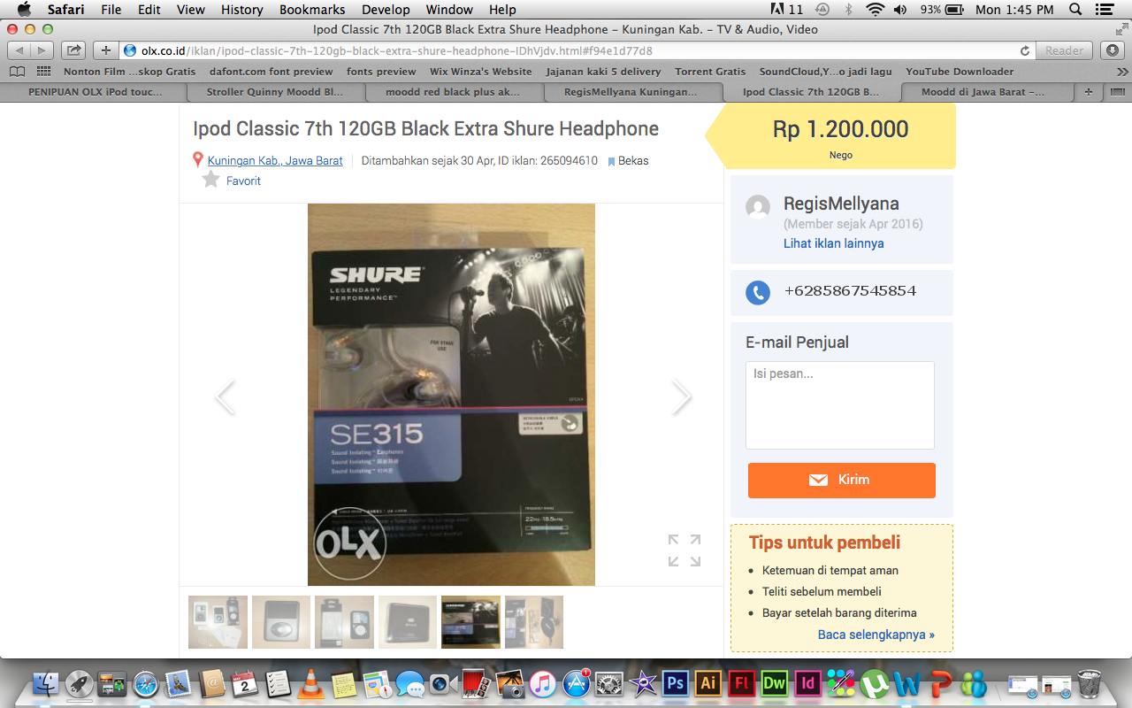 PENIPUAN OLX iPod touch 5th Generation 32GB Blue Mint Condition IngridKarlina