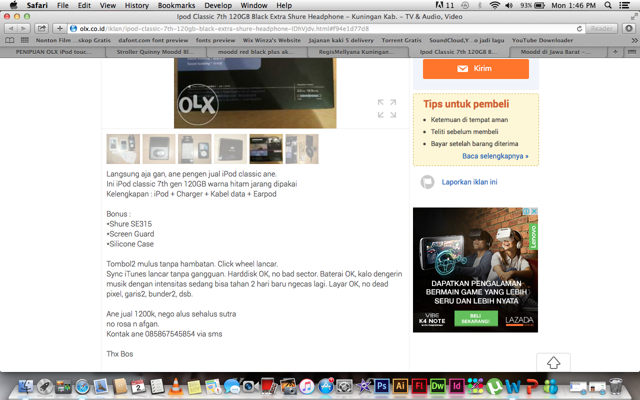 PENIPUAN OLX iPod touch 5th Generation 32GB Blue Mint Condition IngridKarlina