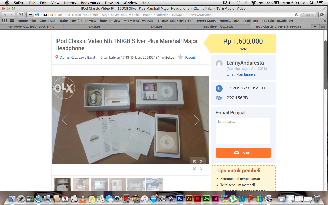 PENIPUAN OLX iPod touch 5th Generation 32GB Blue Mint Condition IngridKarlina