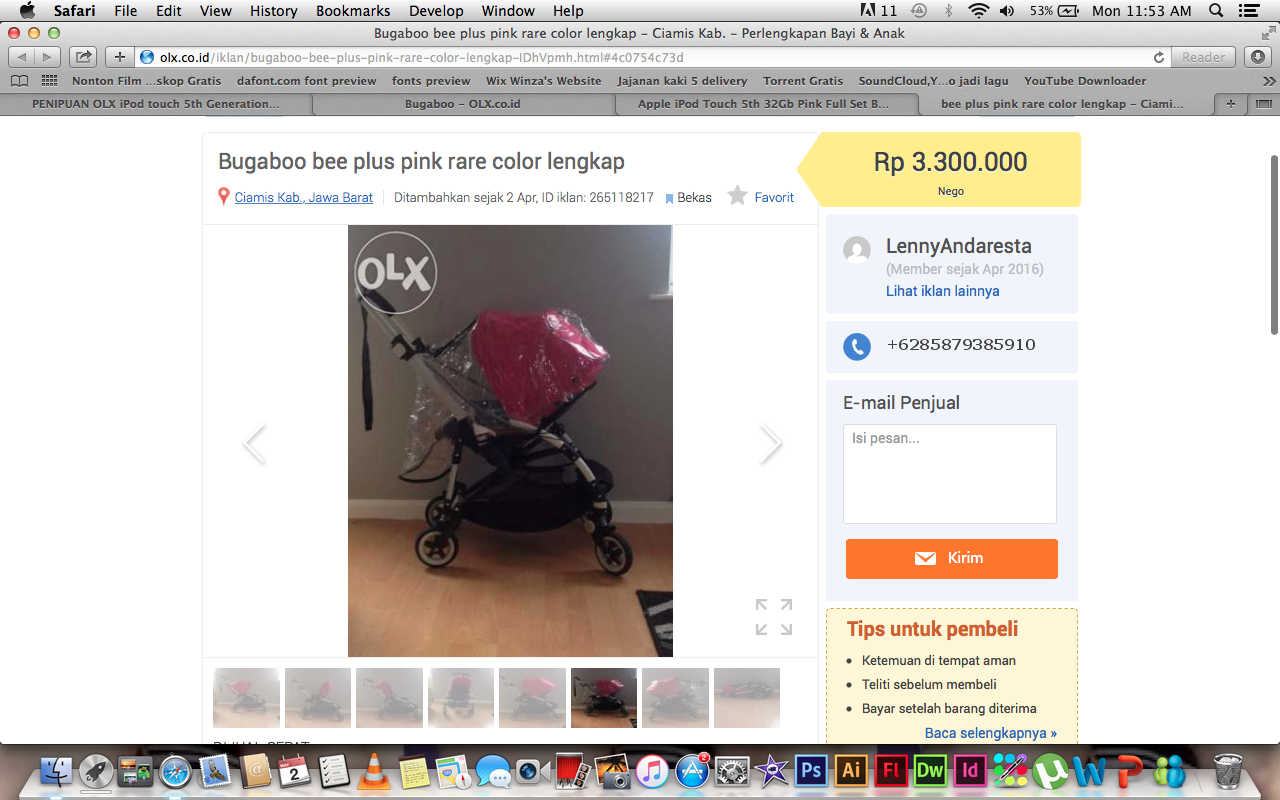 PENIPUAN OLX iPod touch 5th Generation 32GB Blue Mint Condition IngridKarlina