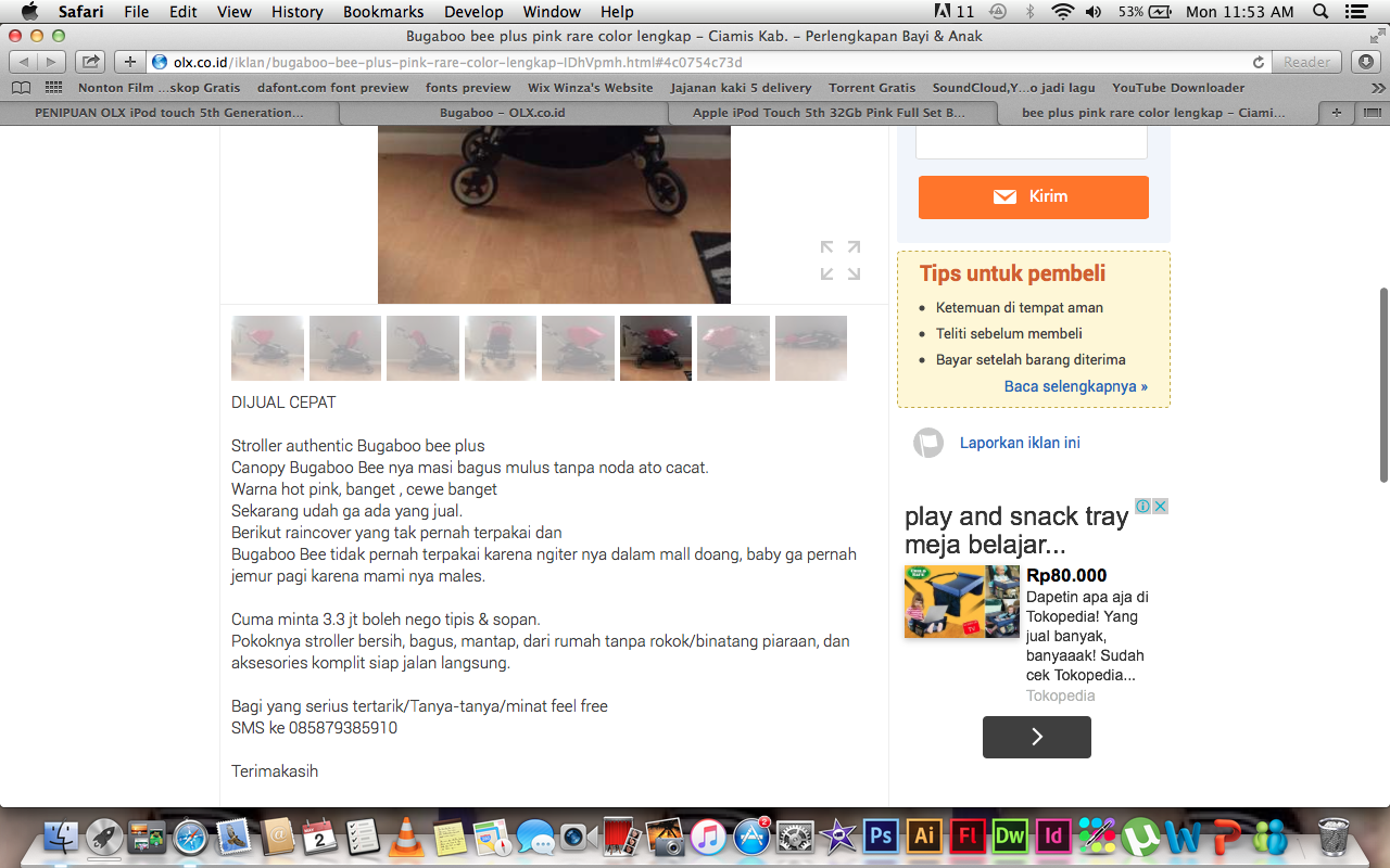 PENIPUAN OLX iPod touch 5th Generation 32GB Blue Mint Condition IngridKarlina