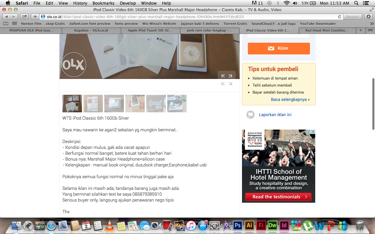 PENIPUAN OLX iPod touch 5th Generation 32GB Blue Mint Condition IngridKarlina