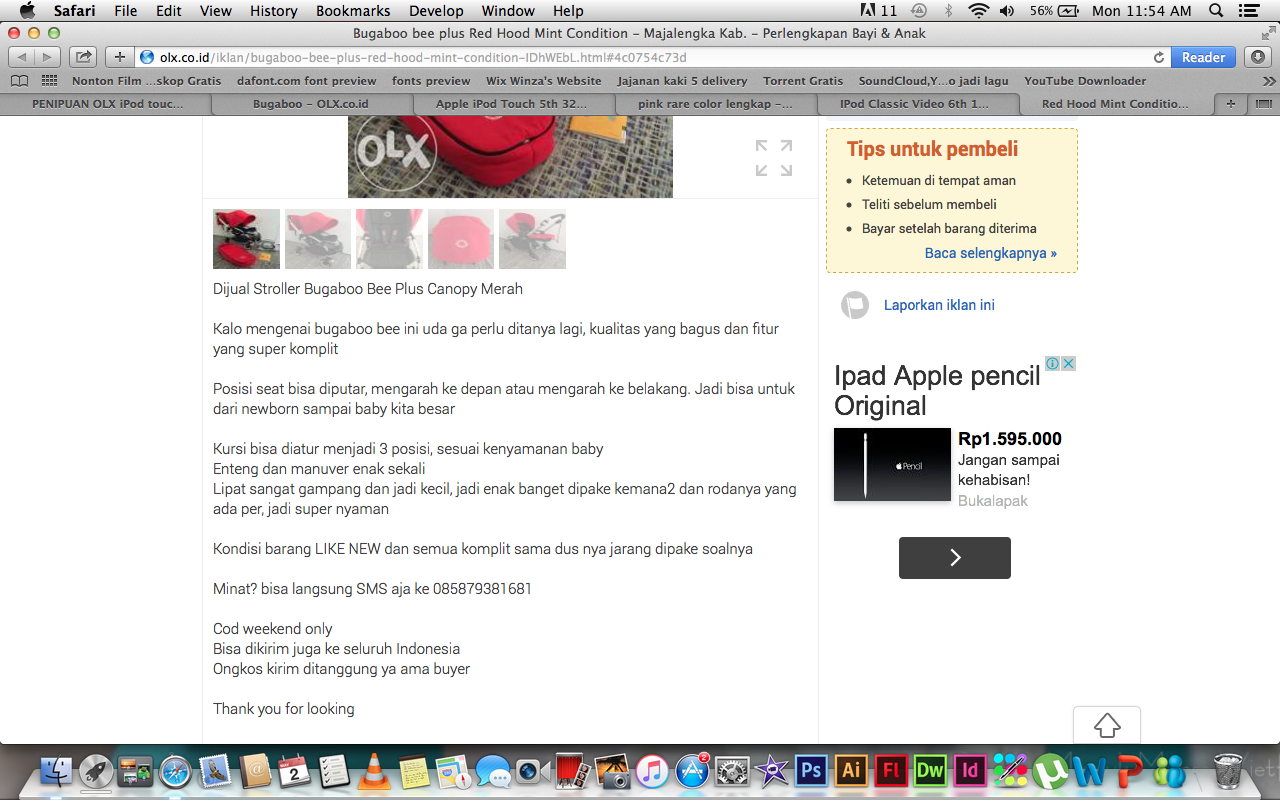 PENIPUAN OLX iPod touch 5th Generation 32GB Blue Mint Condition IngridKarlina