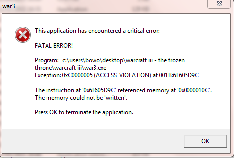 &#91;ASK&#93; Warcraft III Error