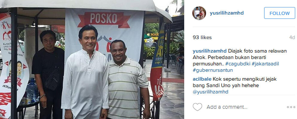 Foto Bareng Teman Ahok, Hashtag Yusril Dinilai Menyindir