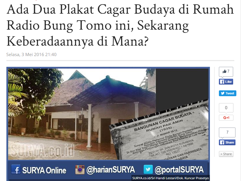 Rumah Tempat Bung Tomo Siaran Radio Kemerdekaan Dirobohkan