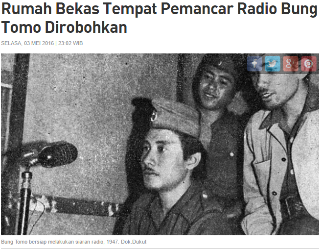 Rumah Tempat Bung Tomo Siaran Radio Kemerdekaan Dirobohkan