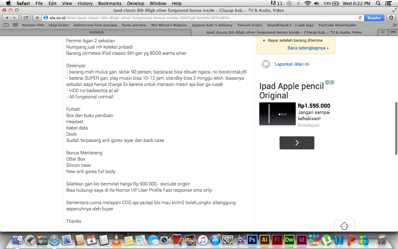 PENIPUAN OLX iPod touch 5th Generation 32GB Blue Mint Condition IngridKarlina
