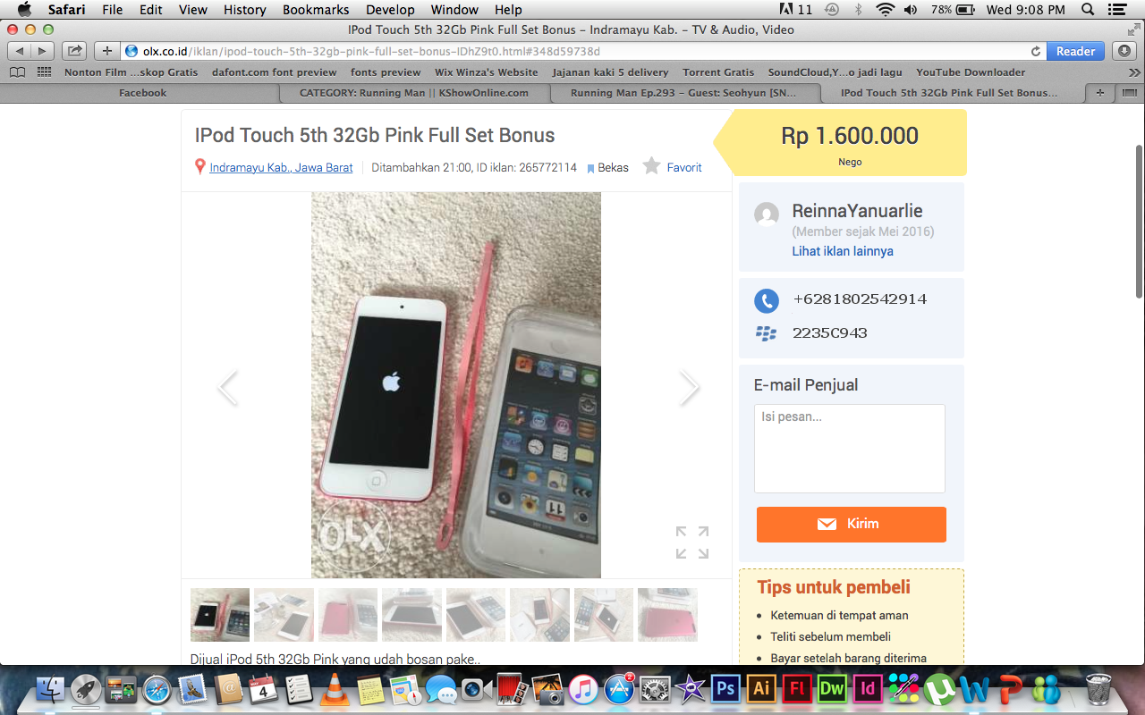 PENIPUAN OLX iPod touch 5th Generation 32GB Blue Mint Condition IngridKarlina