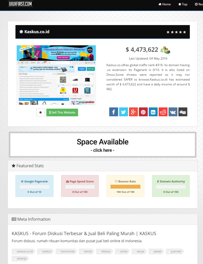 Promosiin & Cek semua status Web / Blog / Online Shop lo disini