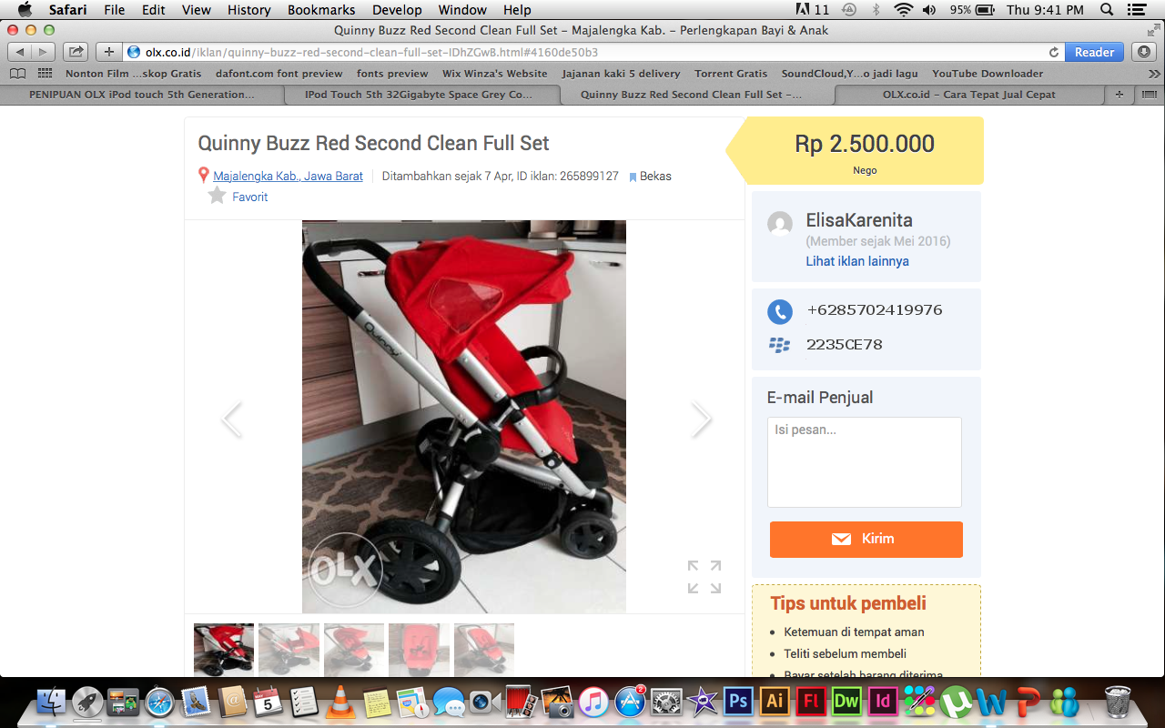 PENIPUAN OLX iPod touch 5th Generation 32GB Blue Mint Condition IngridKarlina