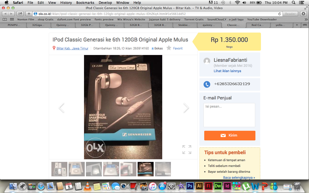 PENIPUAN OLX iPod touch 5th Generation 32GB Blue Mint Condition IngridKarlina