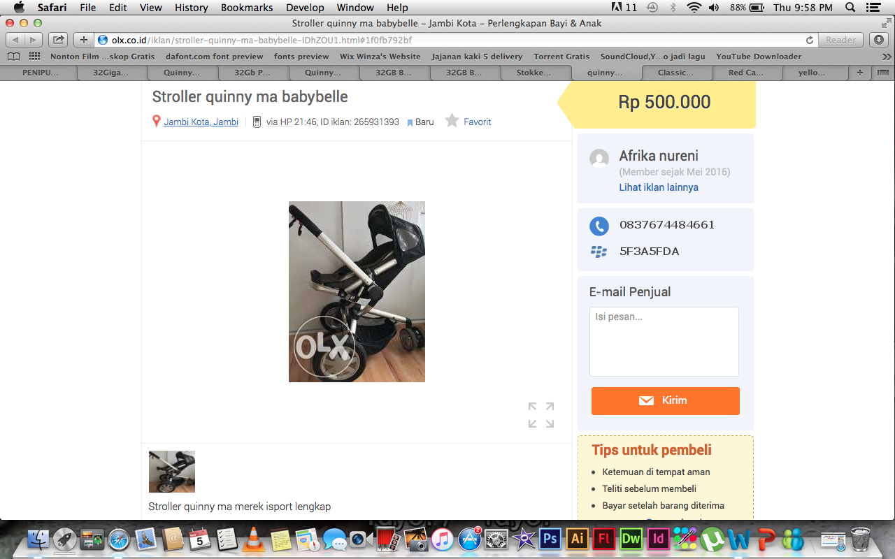 PENIPUAN OLX iPod touch 5th Generation 32GB Blue Mint Condition IngridKarlina
