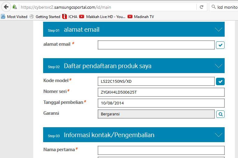 klaim garansi LED Monitor samsung ada tompel nya