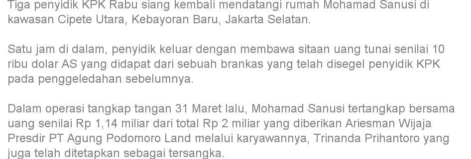 KPK Bongkar Brankas Sanusi