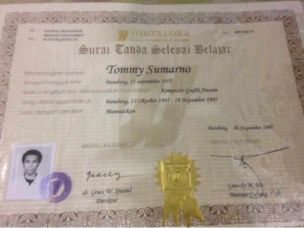 &#91;Telah Ditemukan&#93; Ijazah a.n Tommy Sumarno